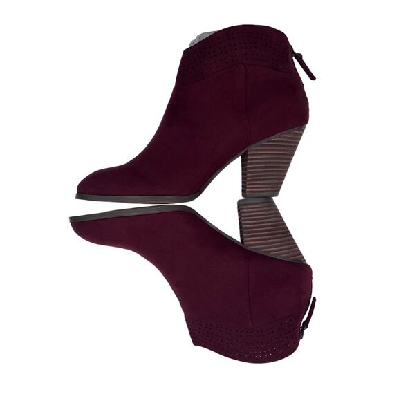 Violet & Red Womens Sz 8.5 Jackson Lazer Cut Topline Bootie Burgundy NEW - Picture 9 of 11
